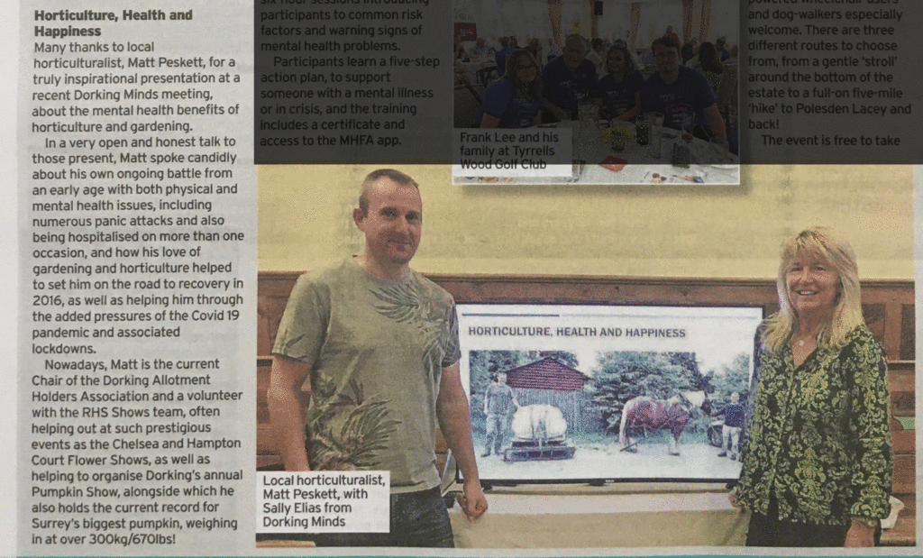 Talk review in the local rag (Dorking Advertiser)